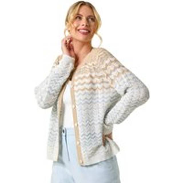 Chevron Stripe Knit Cardigan - Blue - 10