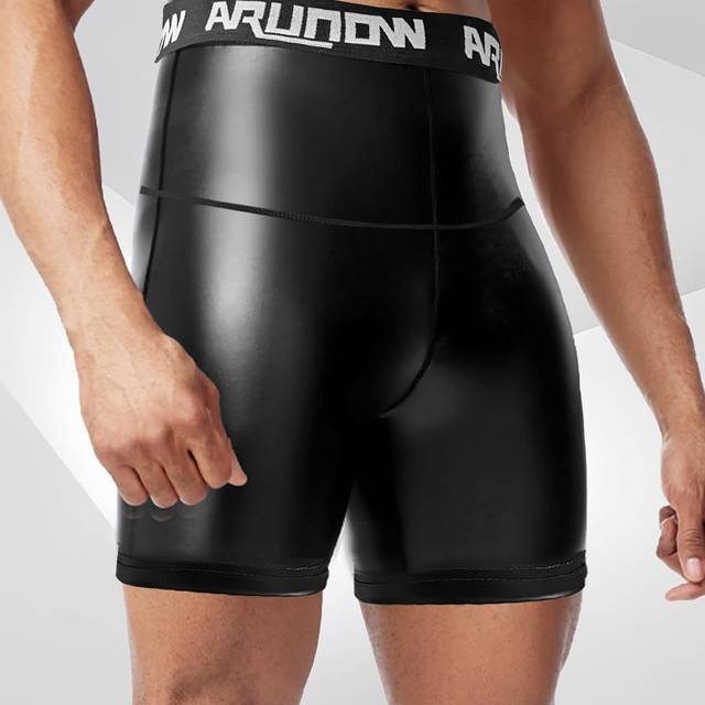 TEMU Men's High-waisted Arunow Athletic Shorts - Stretchy Running & Training Gear, Black, Slim Fit, , Casual , Workout Apparel | Sleek Black Shorts | Durable Fabric