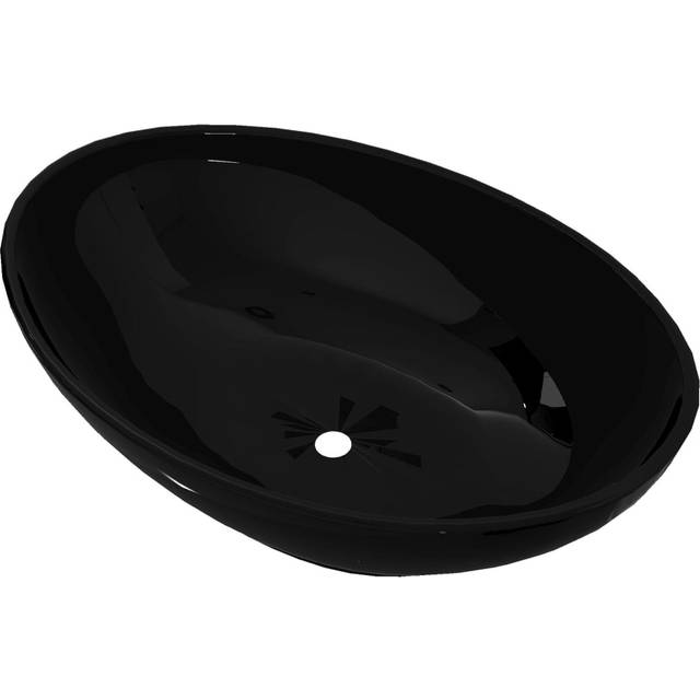 Vidaxl - Luxury Ceramic Basin Oval-shaped Sink Black 40 x 33 cm