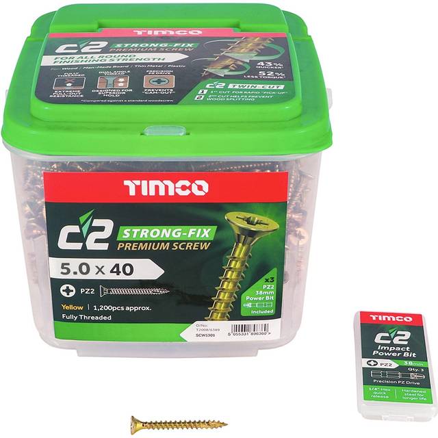 5.0 x 40mm Classic C2 Wood Screw Tub Qty 320 - Timco