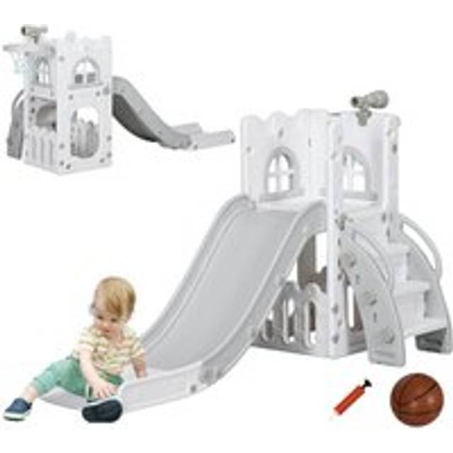 AIYAPLAY 4 in 1 Kids Slide for Indoor Use, for Toddlers 1-3 Years, Grey, Grey