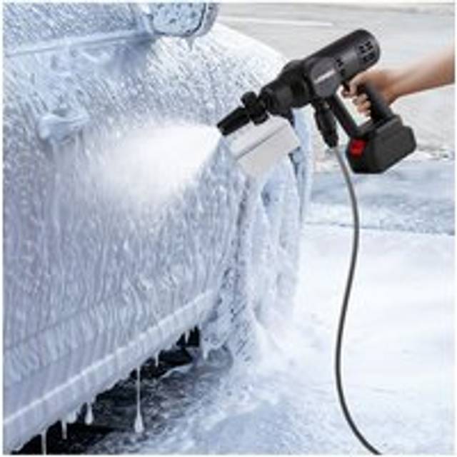 Living and Home Electric Handheld Pressure Washer Cleaner with 2 Batteries in Black - One Size