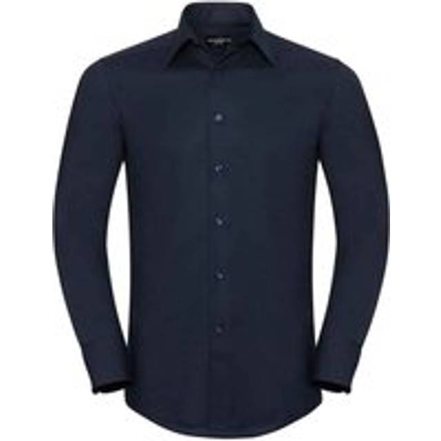 (18.5in, Bright Navy) Russell Collection Mens Oxford Tailored Long-Sleeved Formal Shirt
