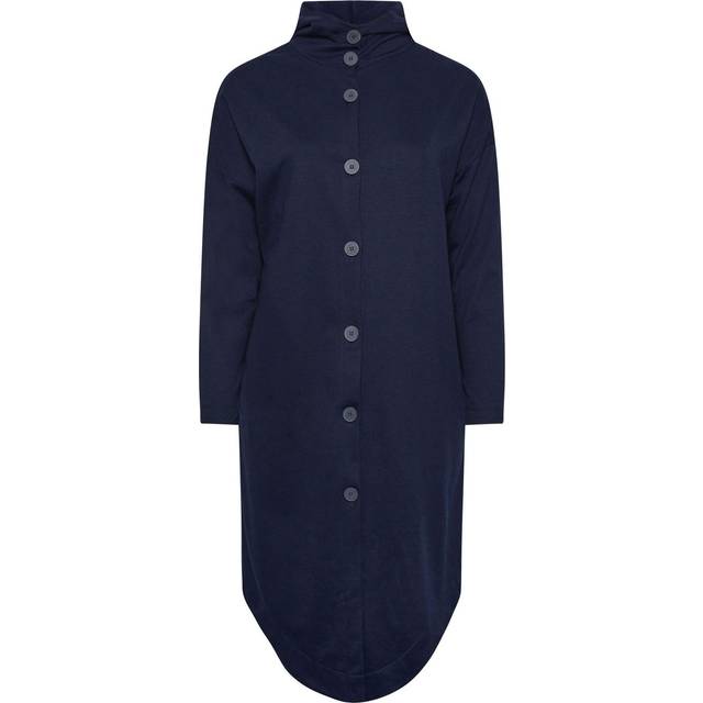 Yours Curve Navy Blue Button Through Hooded Maxi Jacket, Women's Curve & Plus Size, Yours - 20