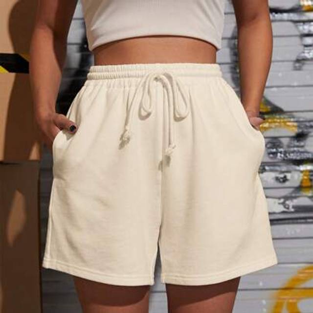 SHEIN Women&#39;s Knitted Casual Sports Shorts, Summer,High Waisted Shorts