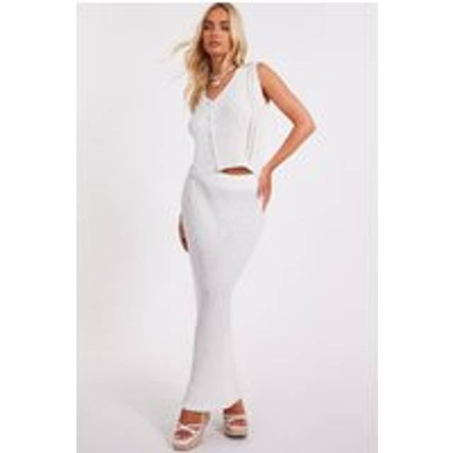 Off White Knitted Midaxi Skirt - L