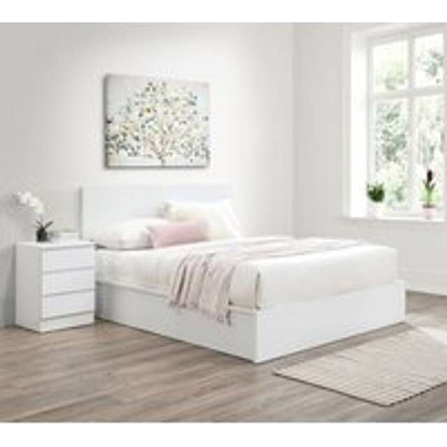 Oslo - King Size - Ottoman Storage Bed - White - Wooden - 5ft - Happy Beds