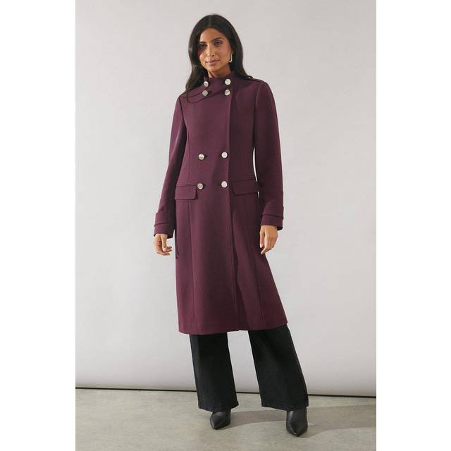 Wallis womens coat berry business formal workwear button detail