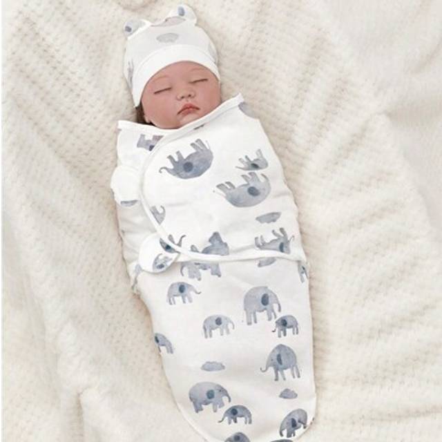 SHEIN 1 Set (Swaddle +Hat) 0-3 Months Baby Swaddle, Newborn Swaddle Wrap, Wearable Baby Blanket, Baby Swaddle Wrap, Easy Change Swaddle, Baby Sleeping Bag,