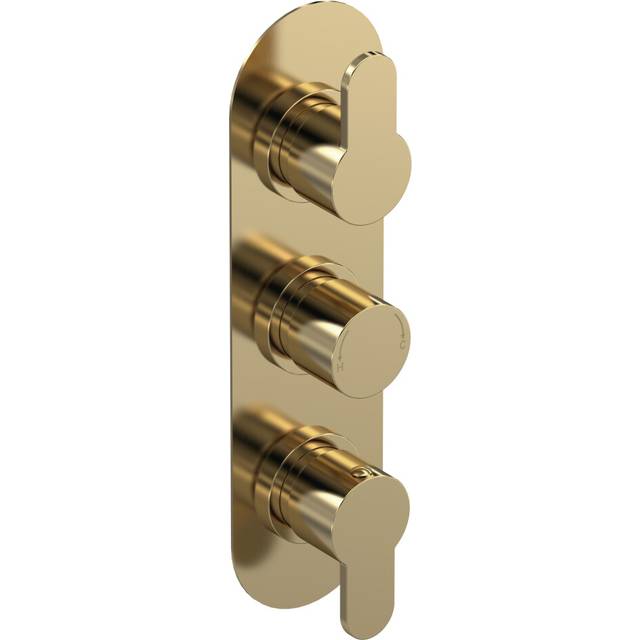 Pride Round Concealed Thermostatic Triple Shower Valve (2 Outlets) - Brushed Brass - Balterley