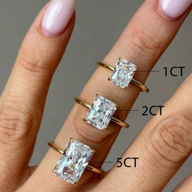 SHEIN 1PC Sparkle Geometry 1/2/5 CT Rectangle Radiant Cut Engagement Ring Wedding Band For Women Promise Ring Eternity Ring Fine Jewelry Gift