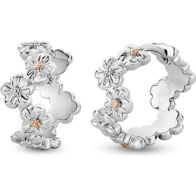 Nature's Wonder Sterling Silver Forget-Me-Not Huggie Hoop Earrings