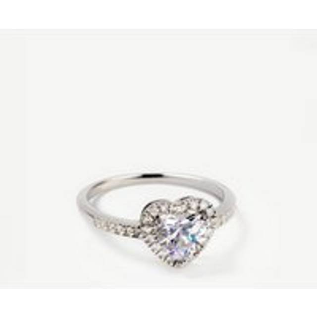 Womens Sterling Silver Promise Ring With Big Heart (Size UK M) - Grey - M