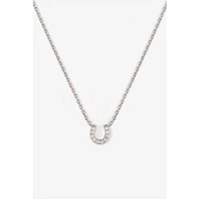 Womens 14k Gold Dainty Horseshoe Pendant Necklace - Grey - One Size