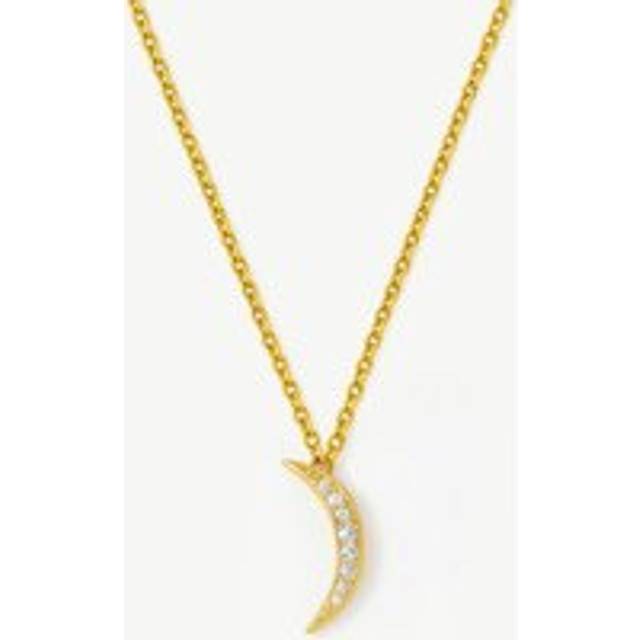 Womens 14k Gold Dainty Crescent Moon Necklace - Metallics - One Size