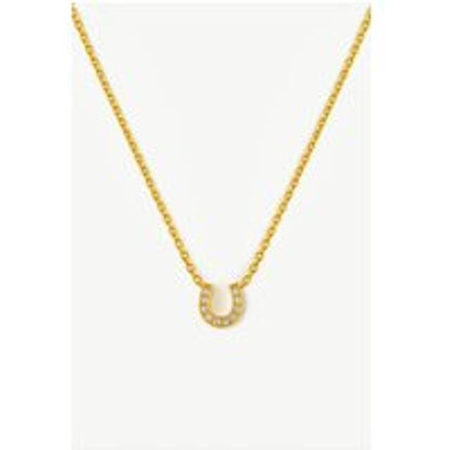 Womens 14k Gold Dainty Horseshoe Pendant Necklace - Metallics - One Size