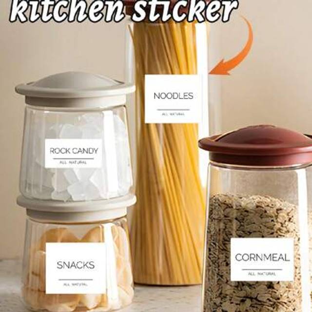SHEIN Small Size 24 Pieces/Medium Size 14 Pieces/Large Size 8 Pieces Custom Kitchen Label Stickers, Personalized Custom Kitchen Spice Label Stickers, Printe