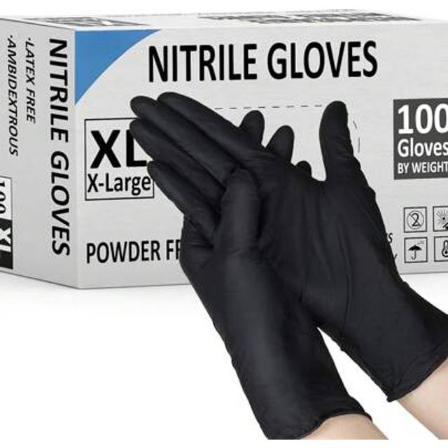 SHEIN 100/50pcs Black Powder-Free Nitrile Disposable Gloves, Available In S/M/L/XL Sizes, Durable Household Cleaning Gloves For Kitchen, Bathroom, Cleaning,
