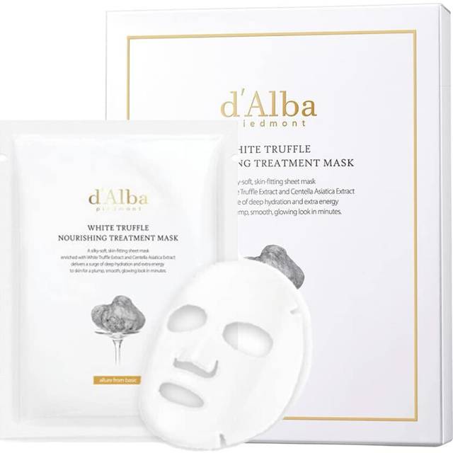 d?Alba Italian White Truffle Nourishing Treatment Mask 5pcs, Vegan Skincare, Nourishing and Soothing Sheet Mask for Dry and Tired Skin, Safe for