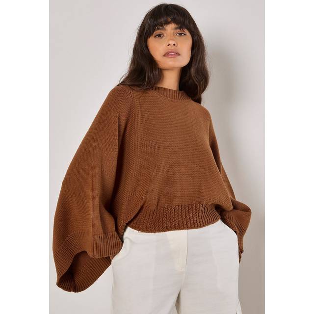 Womens Mock Neck Cape Jumper - Orange - 16