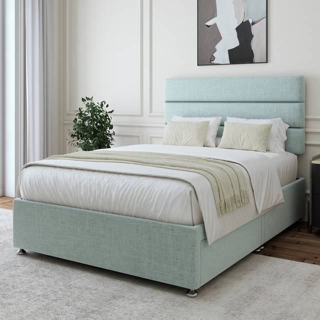 Bedmaster Double Duck Egg Linen 2 Drawer Divan Base - Blue