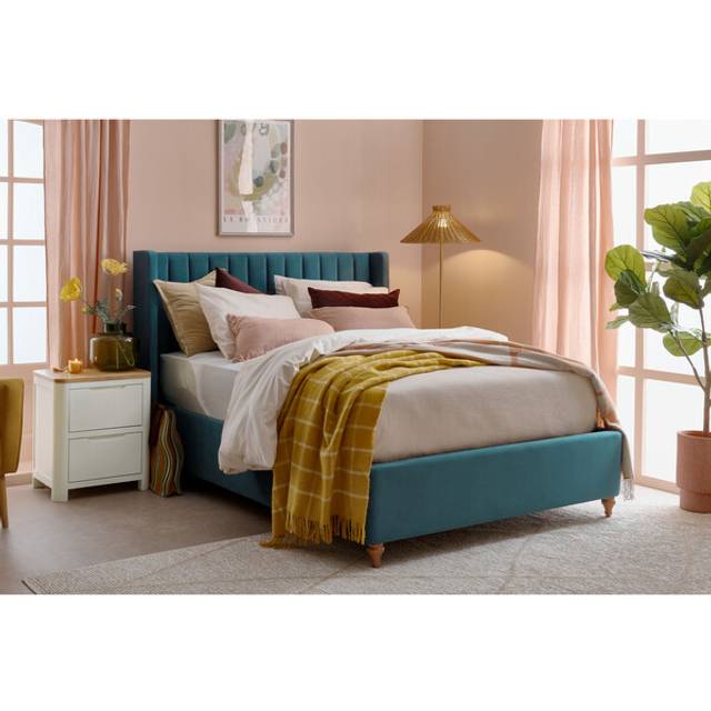 Sunningdale Kingfisher Fabric Upholstered Beds - King-size Ottoman Bed - Bloomsbury Range - Oak Furnitureland