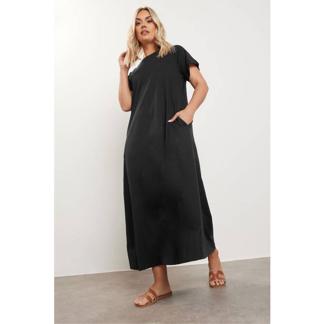 Yours Curve Black Midaxi Tshirt Dress, Women's Curve & Plus Size, Yours - 18