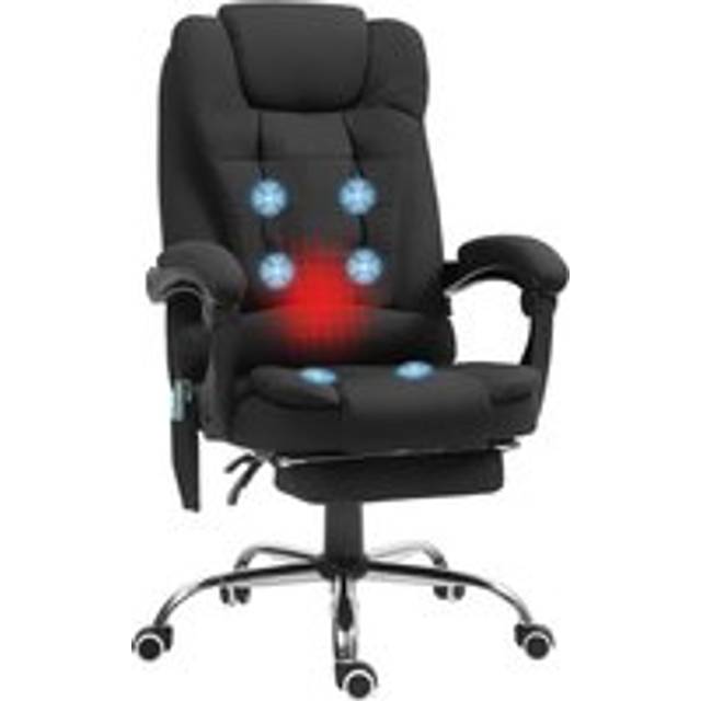 Spey Ergonomic Six-Point Massage Executive Recliner Office Chair with Foot Rest - Deep Black, Black