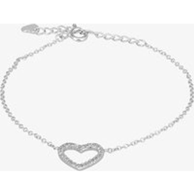 Sterling Silver Pavé Heart Frame Bracelet Bracelet P7683B 3A 18CM