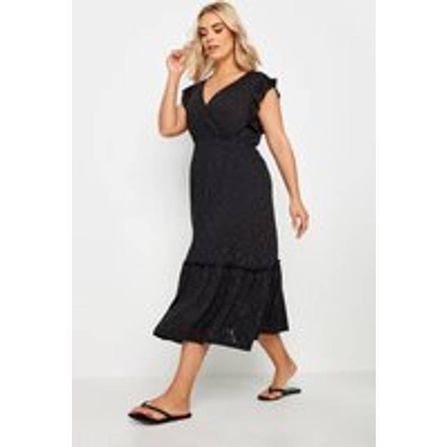 Yours Curve Black Broderie Anglaise Midaxi Dress, Women's Curve & Plus Size, Yours - 30-32