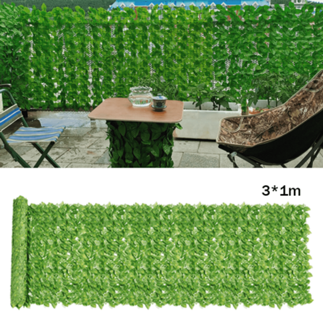 SHEIN Length 3 Meter Artificial Hedge Ivy Leaf Garden Fence Roll Privacy Screen Wall Cover Decor