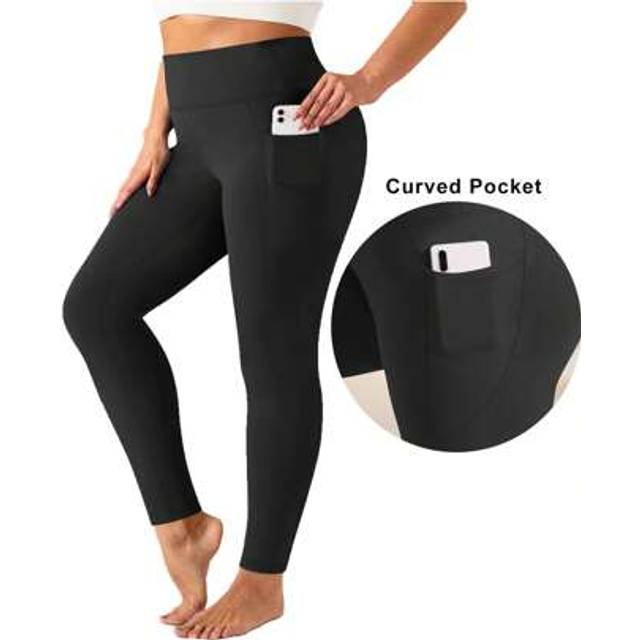 SHEIN Plus Size Leggings With Pockets For Women, High Waist Opaque Tummy Control Leggings Sports Leggings High Waist Fitness Capris Running Tights With Pock
