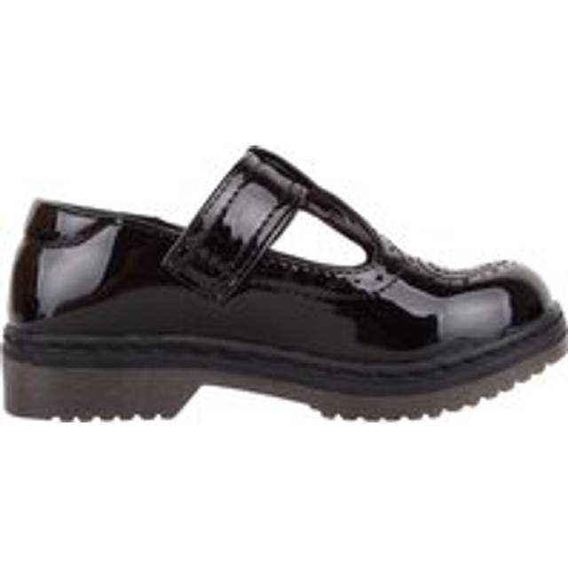 Childrens Kids Slip On Faux Leather Smart Formal School Shoes - Black - 2