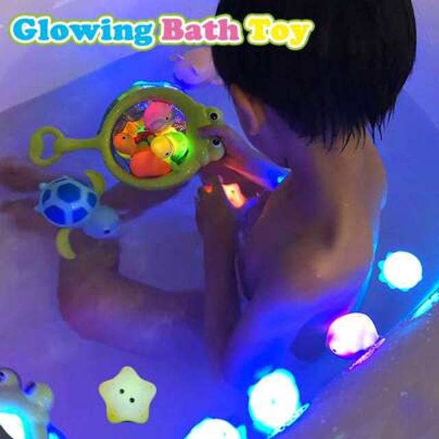SHEIN Fishing Light Up Sea Animals Set, Glitter Colorful Bathtub Toys, Bathtub Floating Water Toys, Great Gifts For Bathroom Water Tub Games Pool Party
