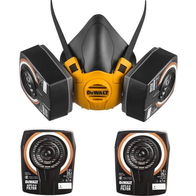 Dewalt A2P3 Half Mask Respirator Face Mask Large with Extra A2P3 Filters