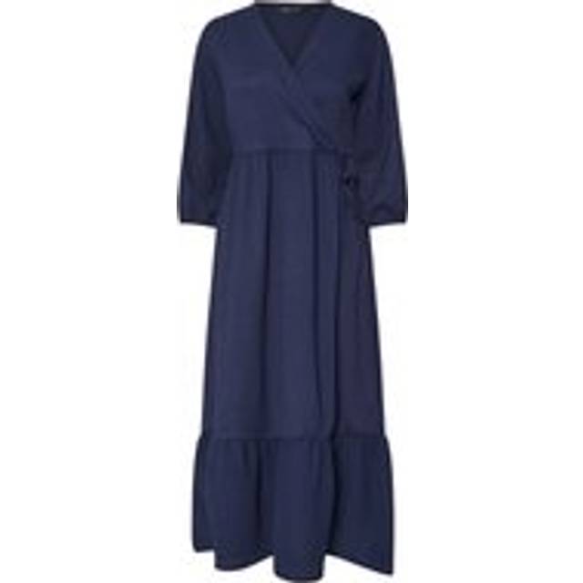 M&Co Petite Navy Blue Tiered Wrap Dress 16 M&Co Petites