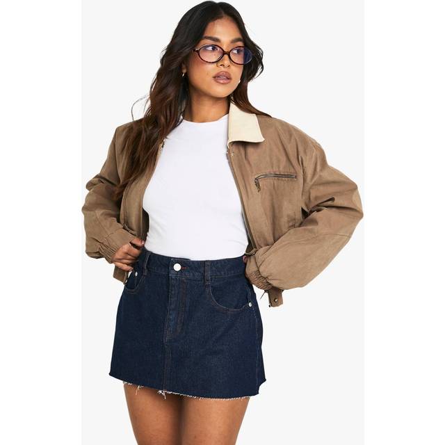 Womens Petite Denim Mini Skirt - Blue - 8