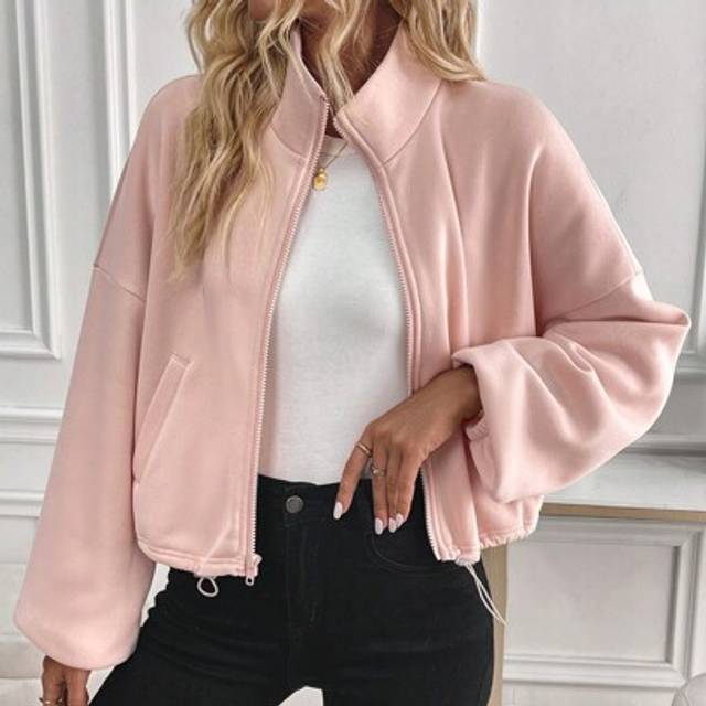 Easowa Women&#39;s Zip-Up Drawstring Long Sleeve Casual Hooded Sweatshirt Jacket,Airport Women Outfits,Three Quarter Sleeve Tops In Fall/Winter