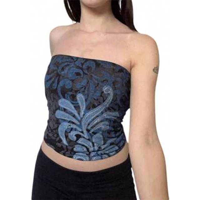 SHEIN Women&#39;s Flower Print Tube Tops Sleeveless Off Shoulder Strapless Slim Fit Bandeau