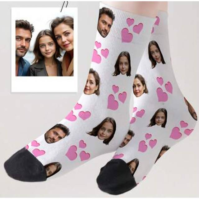 SHEIN 1 Pair Custom Face Printed Crew Socks For Girls, Boys, Teens And Tweens. Personalized Fun Design Socks, Suitable For Daily Wear, Holidays, Birthdays A