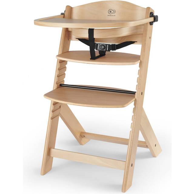 Kinderkraft Wooden Highchair 3 in 1 ENOCK, Multifunctional Baby Chair, Ajustable Heigh and Footrest, Safety Harness, with Detachable Tray, for
