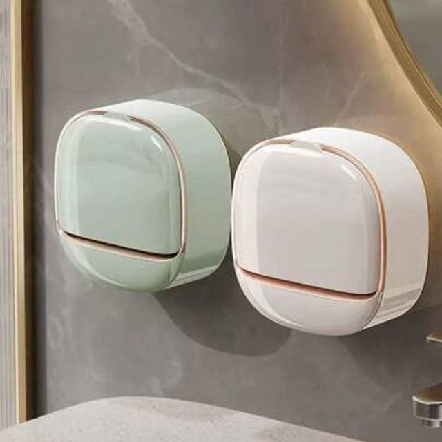 SHEIN Wall-Mounted Soap Dish With Drain Tray, Keeps Soap Bar Dry, Multifunction Soap Holder Suitable For Bathroom, Shower, Bathtub, Travel, Dorm, Simple Soa