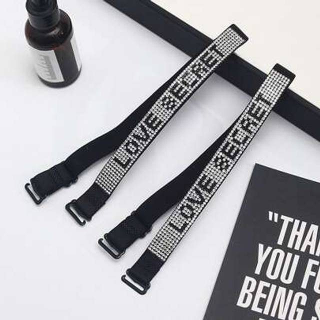 SHEIN 1pair Rhinestone Design Non-Slip Bra Strap