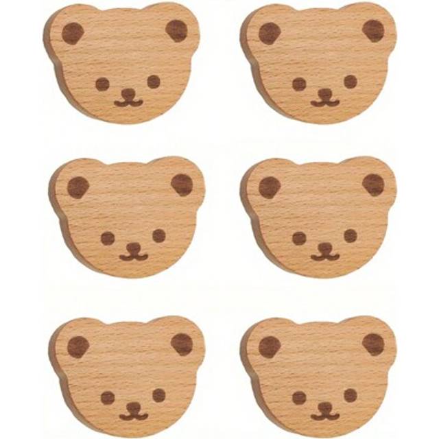 SHEIN 6 Pieces Bohemian Dresser Knobs, Cute Beech Animal Drawer Knobs For Cabinets, Furniture Upholstery With Mounting Screws