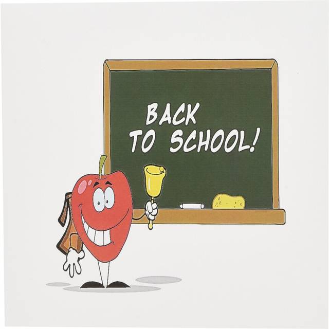 3dRose Cute Apple With Back To School Chalkboard Cartoon - Greeting Cards  6 x 6 inches  set of 6 (gc_118548_1)