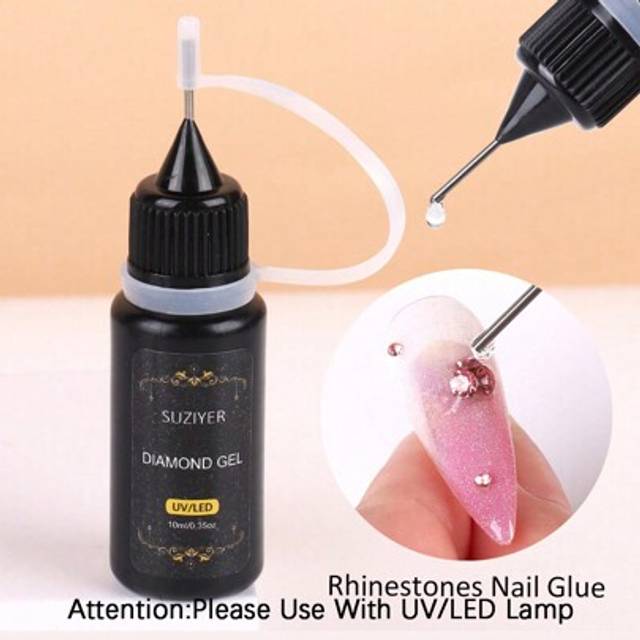 SHEIN 10ml Super Strong Adhesive Rhinestone Nail Gel Glue No Wipe UV LED Nail Polish Vanish Manicure Accessories For DIY Nail Art Design Home Salon