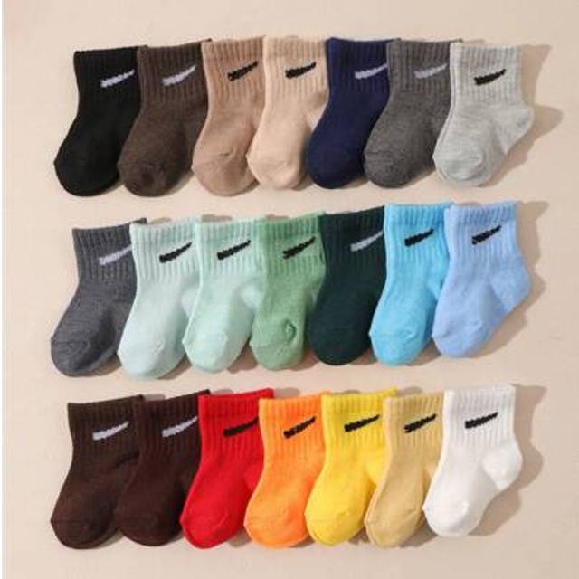 SHEIN 10 Pairs/Set Baby Boys&#39; Random Candy Color Casual Elastic Mid-Calf Socks For Summer