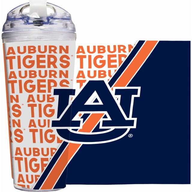Rico Industries NCAA Auburn Tigers Standard 24oz Acrylic Tumbler with Hinged Lid  Officially Licensed Double Wall Tumbler with Straw