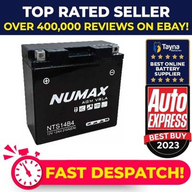 Numax nts14bs agm motorcycle / motorbike battery - sealed & activated