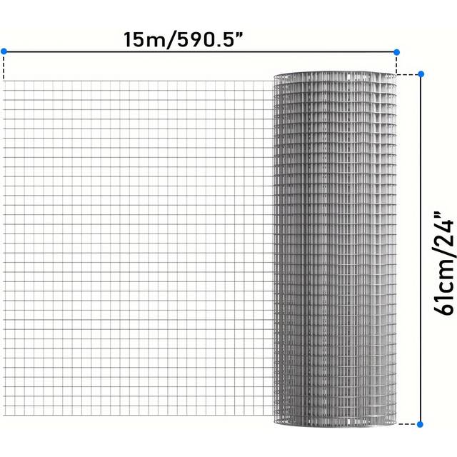TEMU Galvanised Wire Mesh, Welded Steel Mesh Panels, Hot Dip Galvanised Wire Netting Fence Mesh, For Chicken Coops, Rabbit Runs, Garden Fencing - 2.5x2.5cm